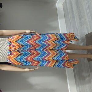 New Directions high and low zigzag Multi colored midi Skirt Size XL